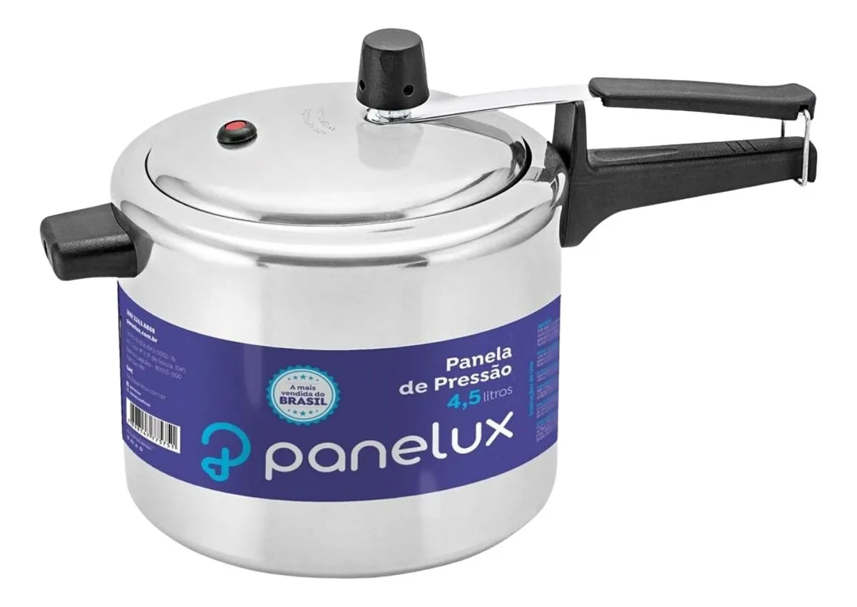 Panela de Pressão Panelux Classic 4,5 Litros Cinza em Alumínio Polido