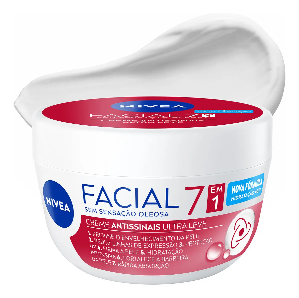 NIVEA Creme Facial Antissinais Ultraleve 7 em 1 100g Hidratação e Ação Antissinais