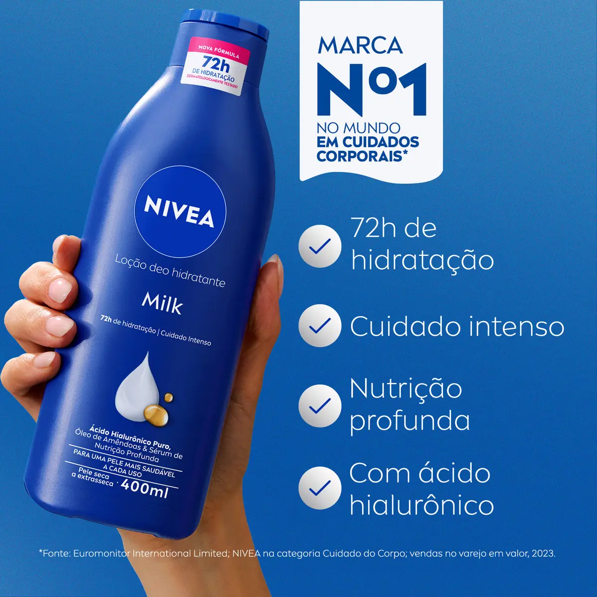 NIVEA Loção Deo-Hidratante Milk Corporal 400ml Hidratação Intensa para Pele Seca
