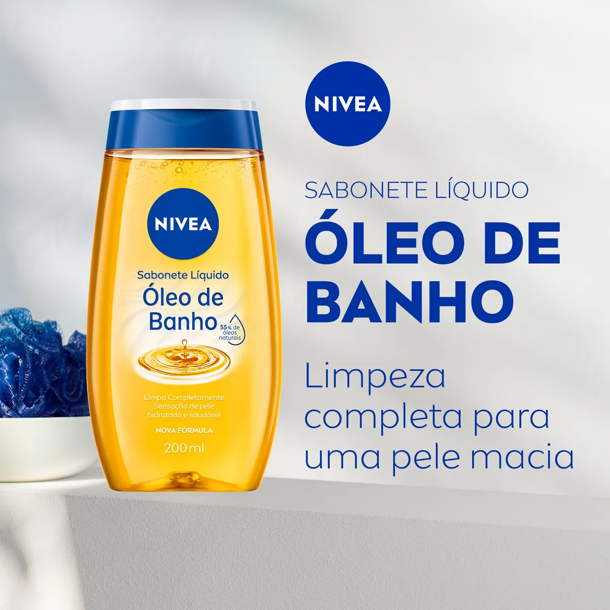 NIVEA Sabonete Líquido Óleo de Banho Corporal 200ml Hidratação e Suavidade