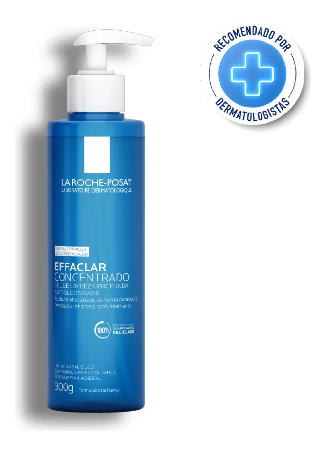 Gel de Limpeza Facial Effaclar Concentrado La Roche-Posay 300g para Pele Oleosa e Acne