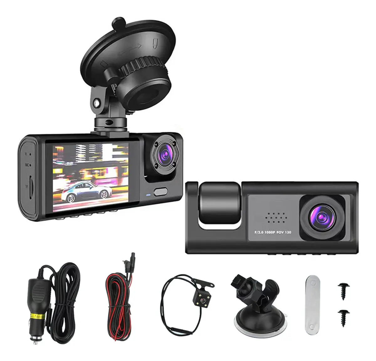 Câmera Veicular Automotiva 2 Lentes Full HD 1080p com Visão Noturna