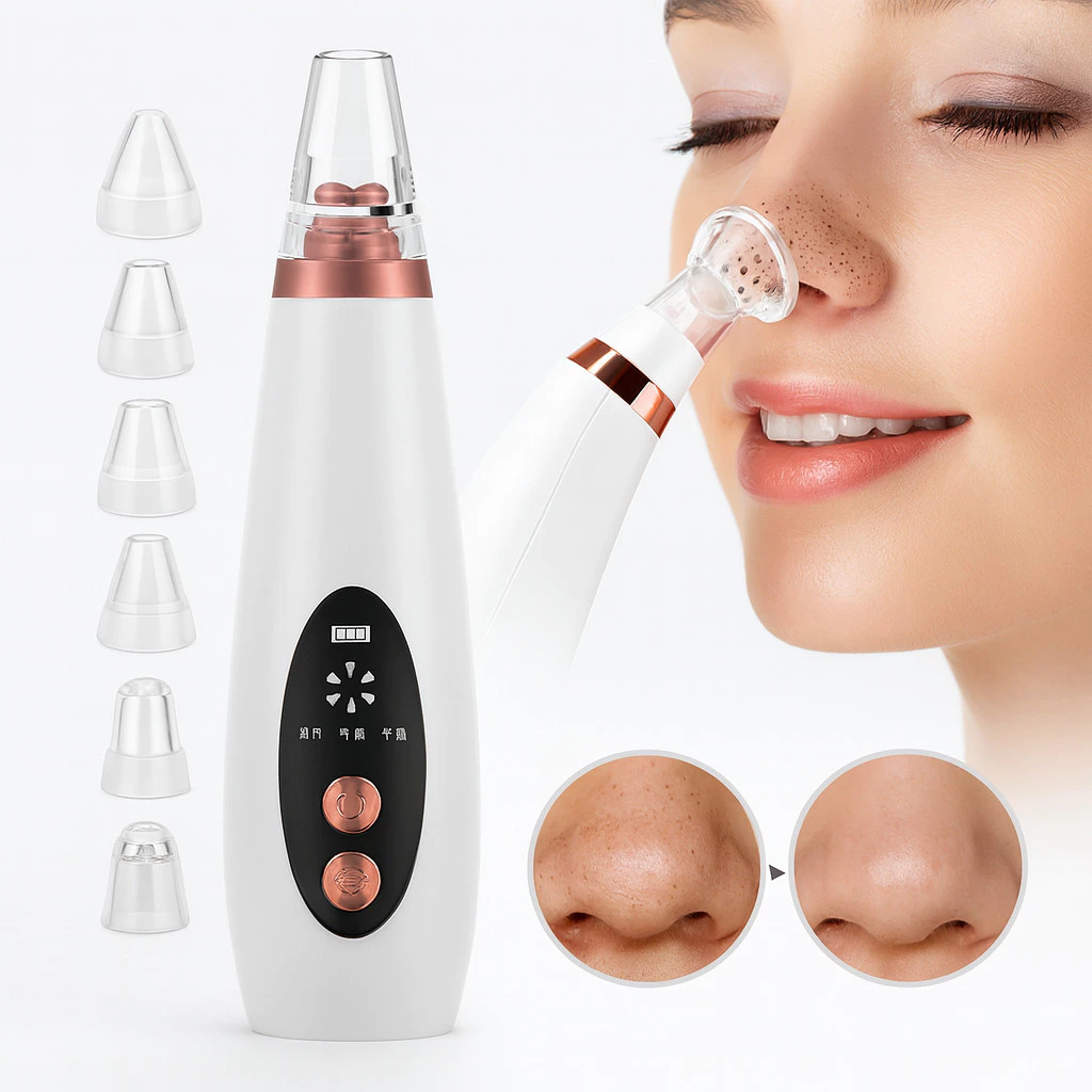 Removedor de Cravos Elétrico Facial Recarregável USB com 6 Pontas