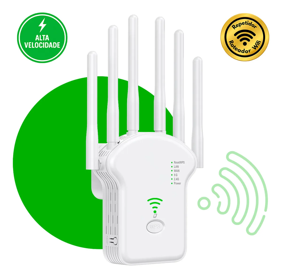 Repetidor WiFi 2.4GHz 6 Antenas Alta Estabilidade Amplificador de Sinal Internet