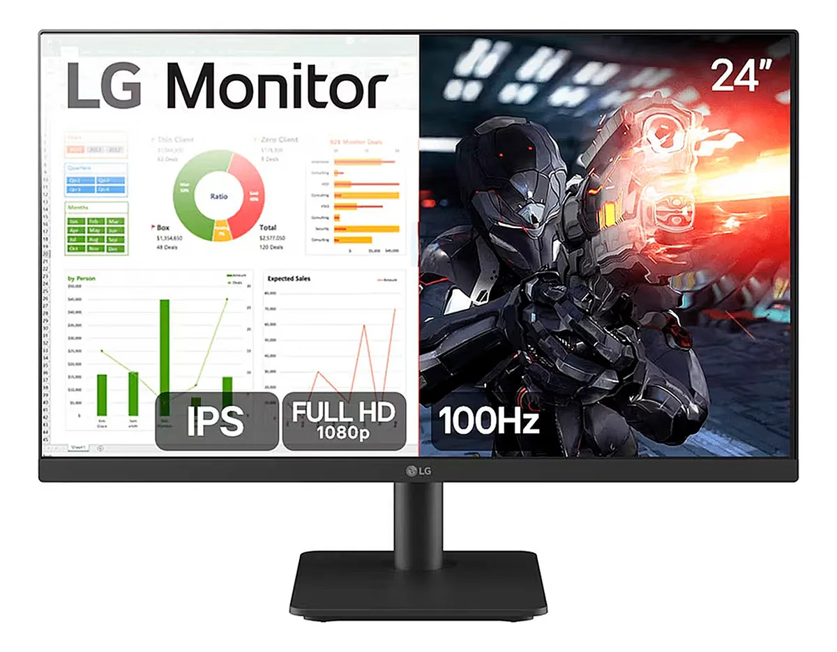 Monitor Gamer LG 24MS500-B 24” IPS Full HD 100Hz 1ms com Ajuste de Inclinação Preto